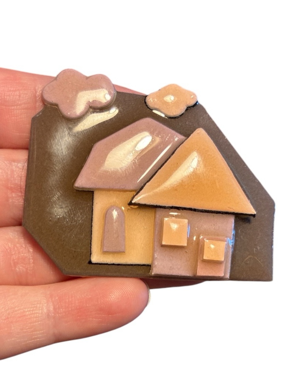 Pink & Brown House Pin By Lucinda